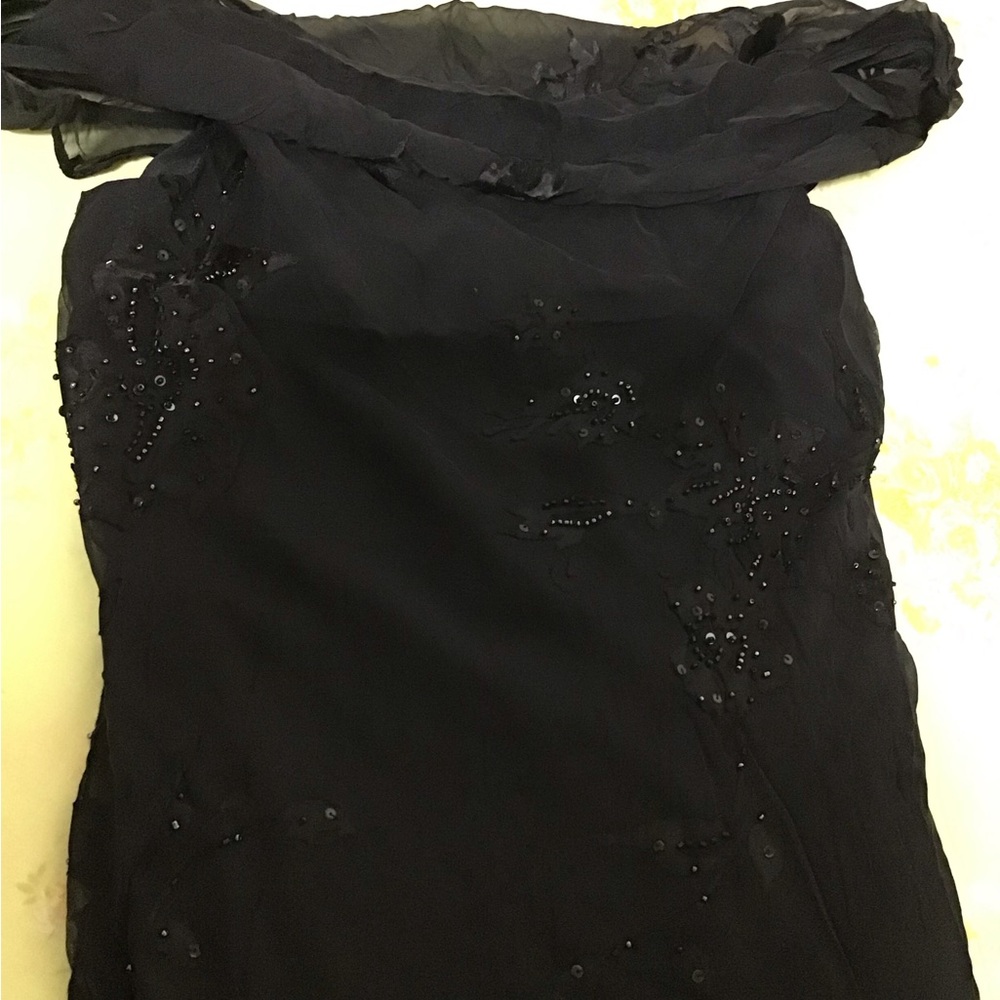 Alex Evenings Black Beaded Cowl-Neck Midi Dress - Picture 9 of 9